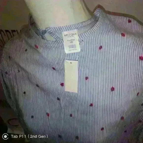 Arizona Jean company girls blueberry / strawberry size extra large 3/4 shirt nwt - Picture 7 of 8